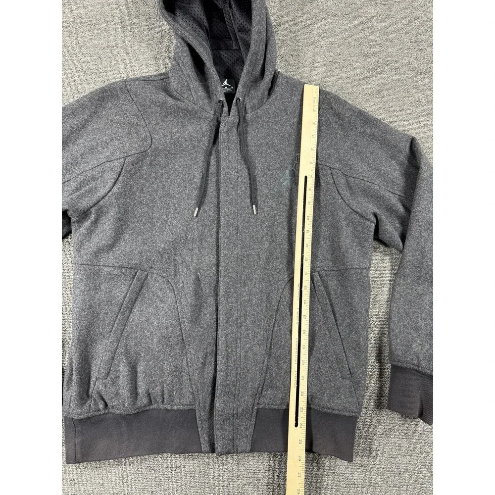 Nike‎ Air Jordan Jacket Mens Medium Gray Wool Blend Full Zip Hoodie Mesh Lined